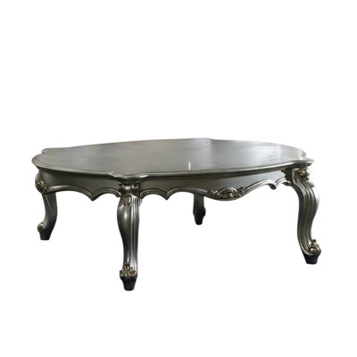  47" Platinum Solid Wood Free Form Coffee Table – Modern Geometric