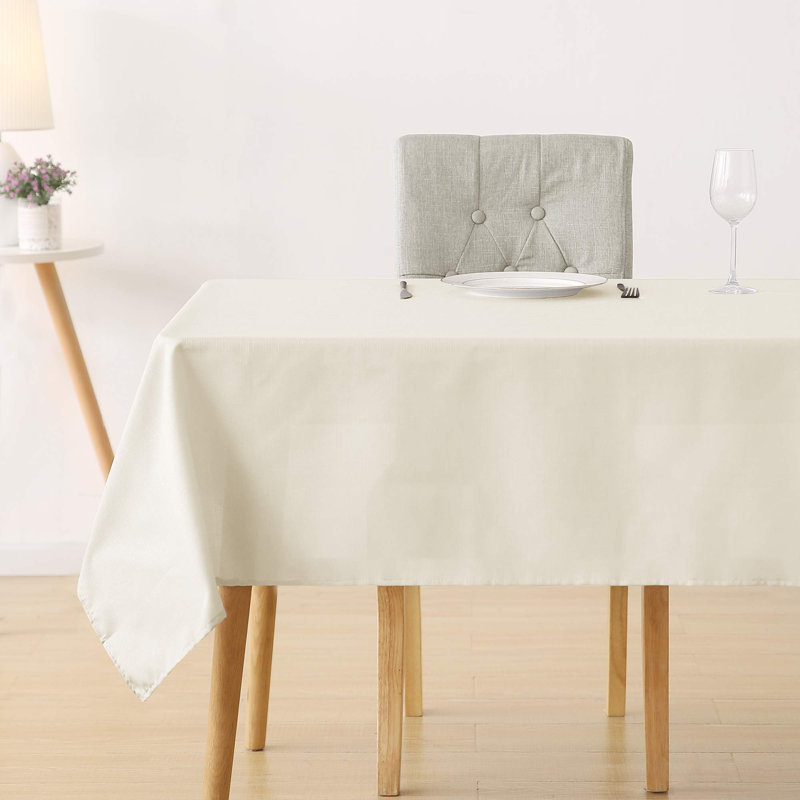 Solid Water Resistant Table Cloth Faux Linen Tablecloth, 72'' L x 54'' W, Beige