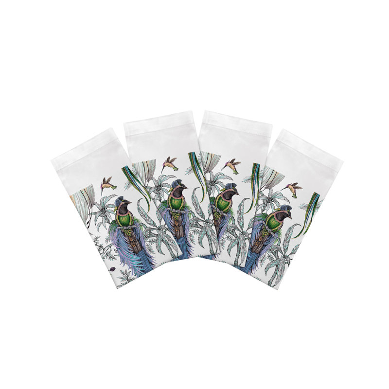 Audubon Exotica Cotton Sateen Dinner Napkins, Blue Green
