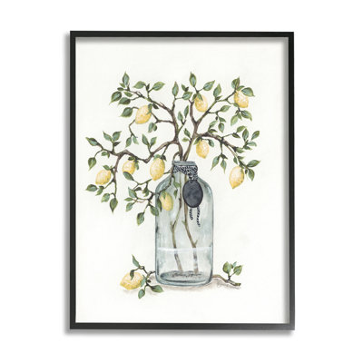 " Dangling Country Lemon Branches Decorated Glass Vase " by Julie Norkus