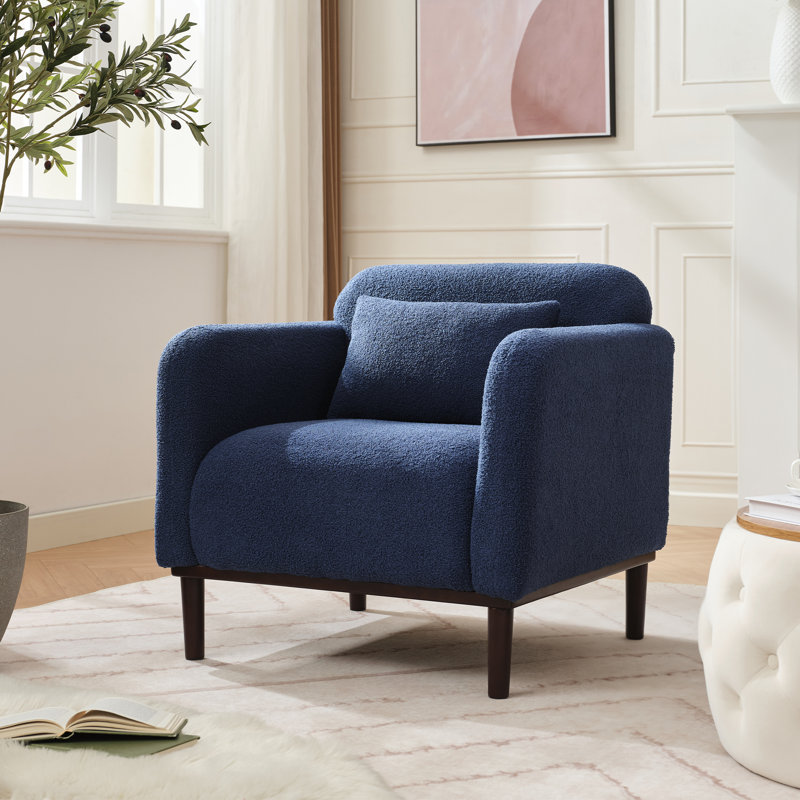 Glyna Upholstered Accent Chair, Blue Polyester Blend