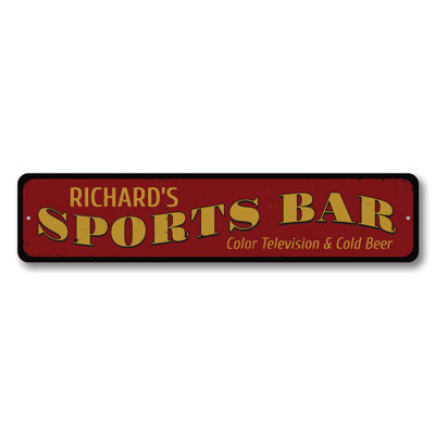 Sports Bar Name Custom Aluminum Sign