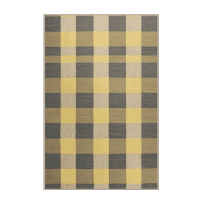 Tapis brun à carreaux lavable à la machine