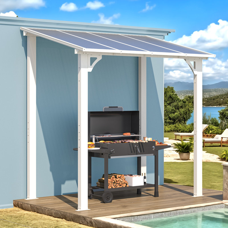 Pergola en aluminium avec auvent, Blanc, 8 pi x 5 pi