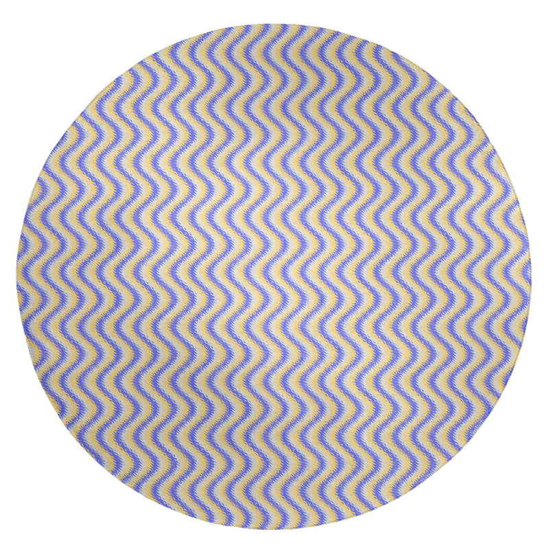 Tapis de zone jaune rayures ondulées, Rond 5 pi