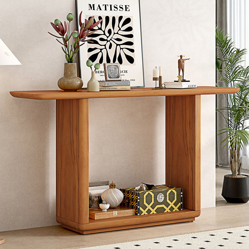 Console moderne et minimaliste avec coins arrondis, Naturel