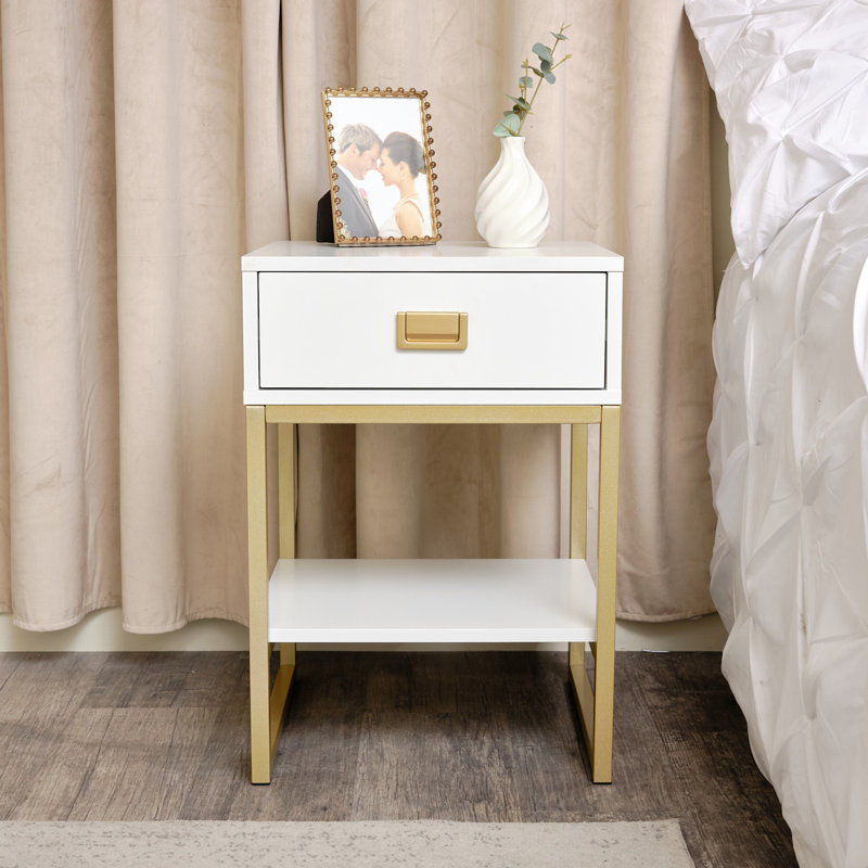 40cm W Solid + Manufactured Wood Bedside Table