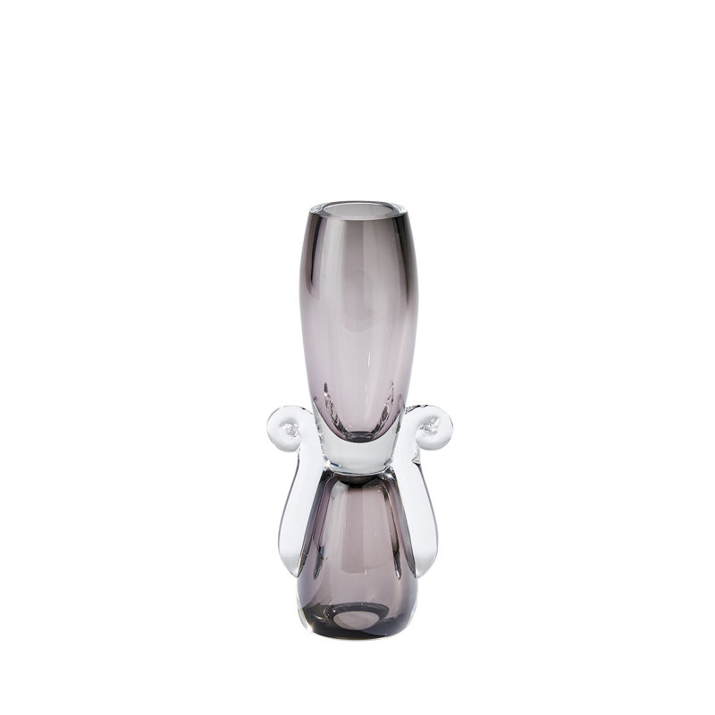 Vase de table en verre Lydia, H 11,5 po x l 5 po x P 3,75 po, Gris / Transparent