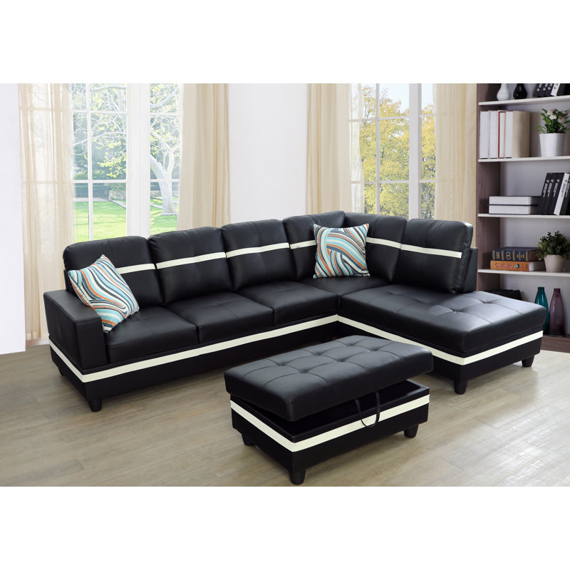 Maumee Upholstered Sectional, Right Hand Facing, Off White