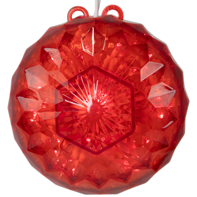 Décoration sphère de cristal suspendue 6 po DEL, Rouge