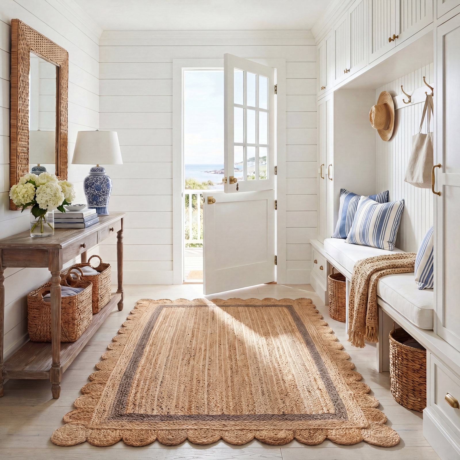 Inaki Hand-Woven Geometric Jute Rug, Rectangle 5' x 8'