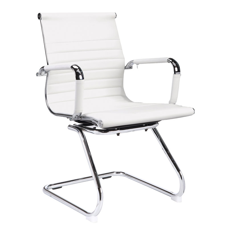 Ralphio 55" W Seat Waiting Room Chair with Metal Frame, White