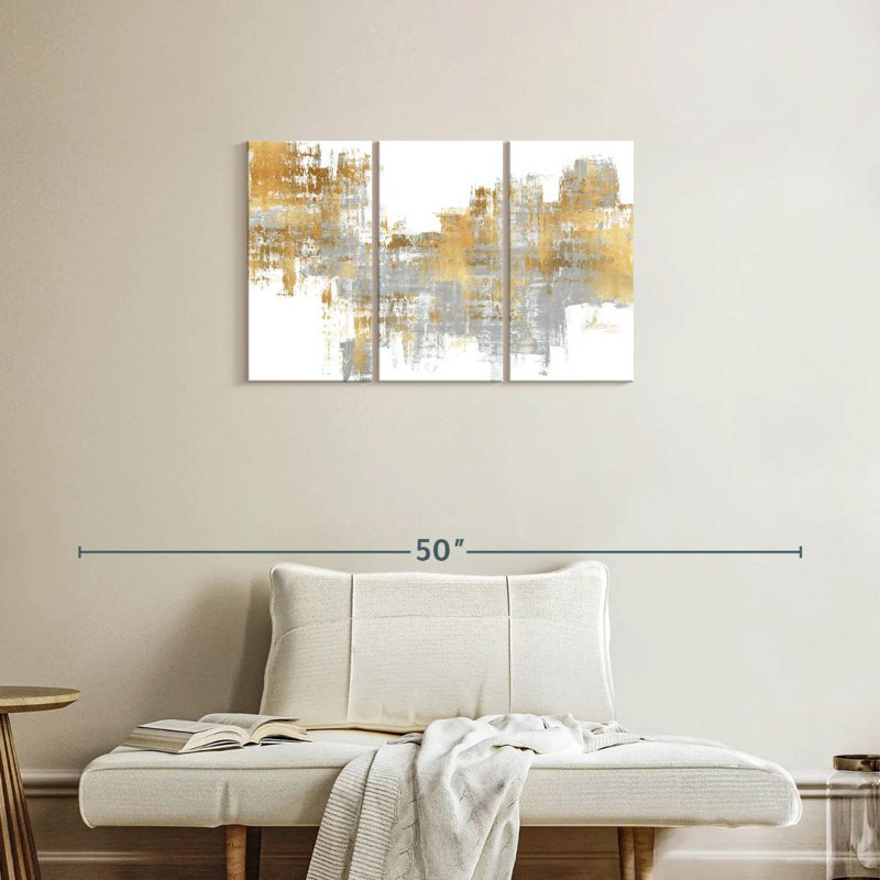 Avery dynamique doré sur gris I, H 20 po x l 33 po