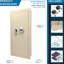 Coffre-fort mural beige biométrique de 0,82 pi³, rangement pratique avec compartiment verrouillable et tablette amovible de couleur beige, ouverture sécurisée à droite