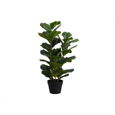 Plante artificielle, 32 po de hauteur, arbre violon, intérieur, faux, faux, plancher, verdure, pot, touche réelle, décoratif, feuilles vertes, pot noir