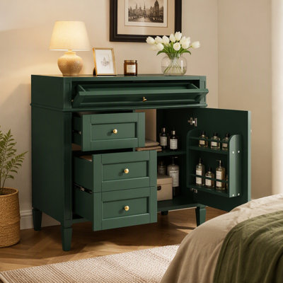Meuble-lavabo de salle de bain sans lavabo supérieur, armoire de rangement moderne avec 4 tiroirs et tiroir basculant, meuble-lavabo de salle de bain