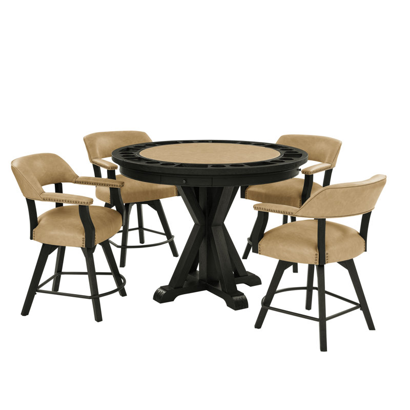 Table de poker pliable à 8 joueurs avec chaises et tiroirs Rylie, Noir