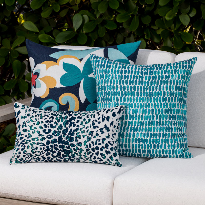 Thumbprint Sunbrella® Throw Square Indoor/Outdoor Pillow Cover & Insert by Elaine Smith, Aruba, 20"H x 20"W