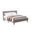Ensemble de chambre à coucher moderne 3 pièces - Structure de lit capitonnée à boutons très grand - Tête de lit tapissier en velours taupe brun et table de chevet à finition bourgogne-490724743-490724741
