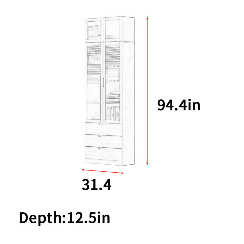Rubright, 94.4" H x 31.4" W x 12.5" D