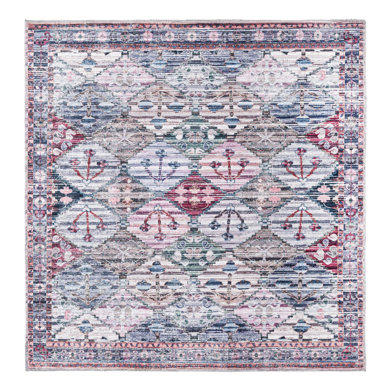 Hazlett Chenille Geometric Indoor Rug, Square 5'3"