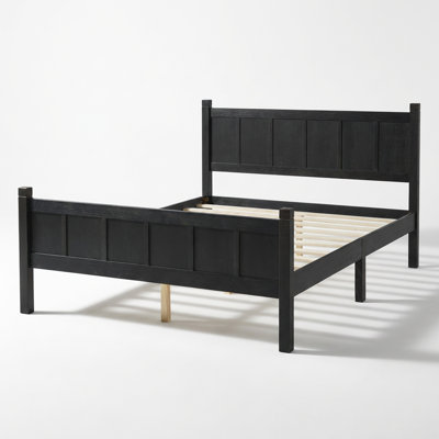 Full Size Flat Panel Platform Bed with Integrated Headboard and Footboard, Minimalist Modern Shaker Farmhouse Style Sleeping Solution