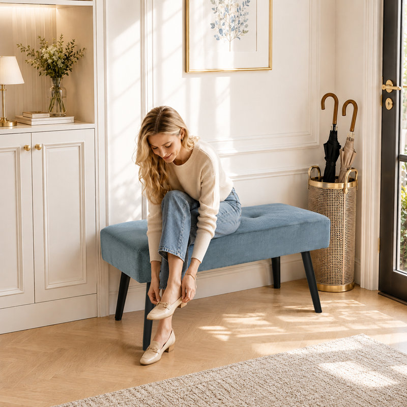 Corduroy Upholstered Bench