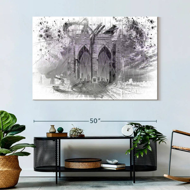 Lilie Brooklyn Bridge In Detail, 34" H x 51" W