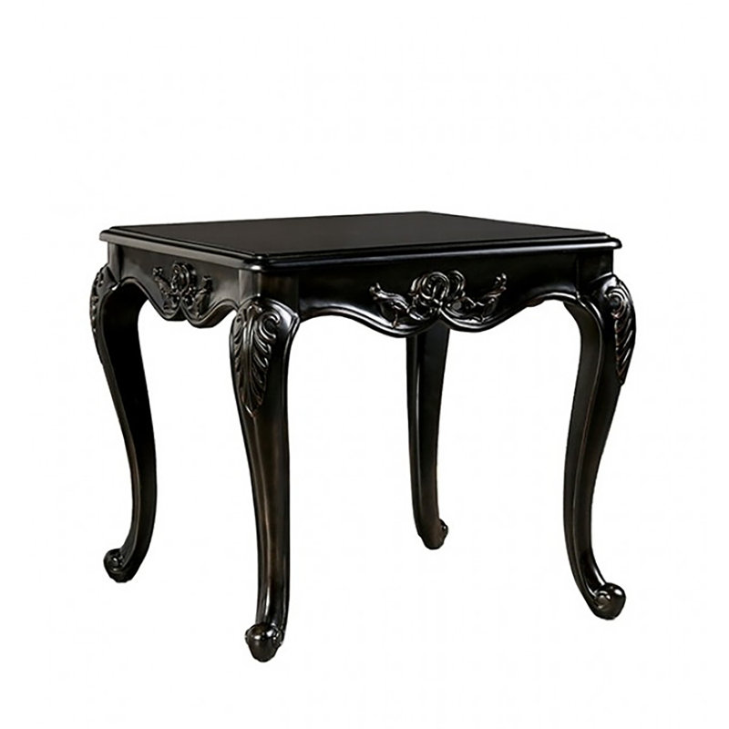Table de bout rectangulaire Lattes en champagne, Noir
