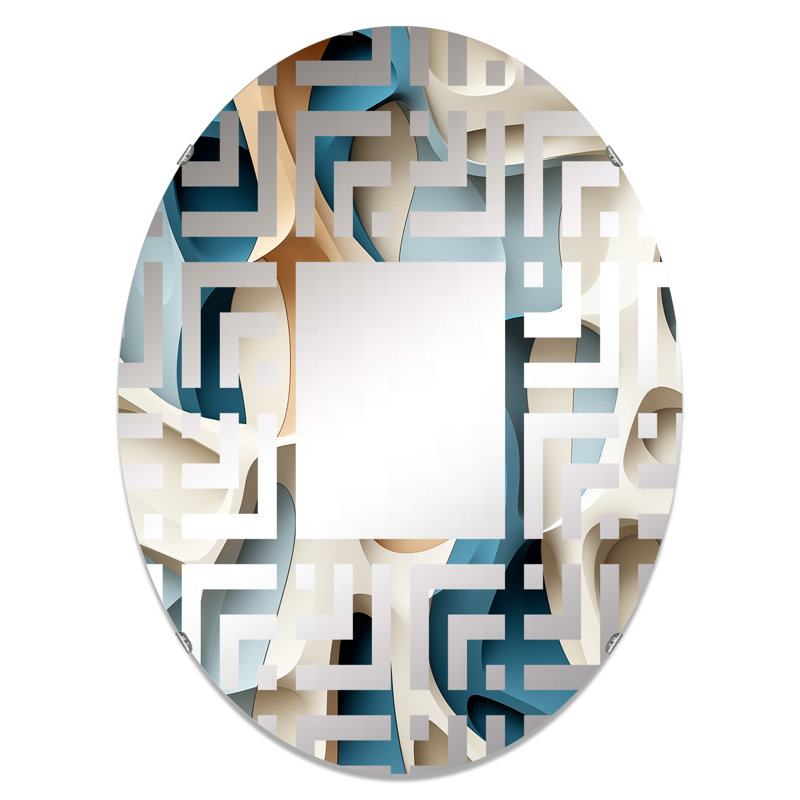 Sculptural Elegance I - Maze Miroir décoratif ovale, L 24 po x H 36 po