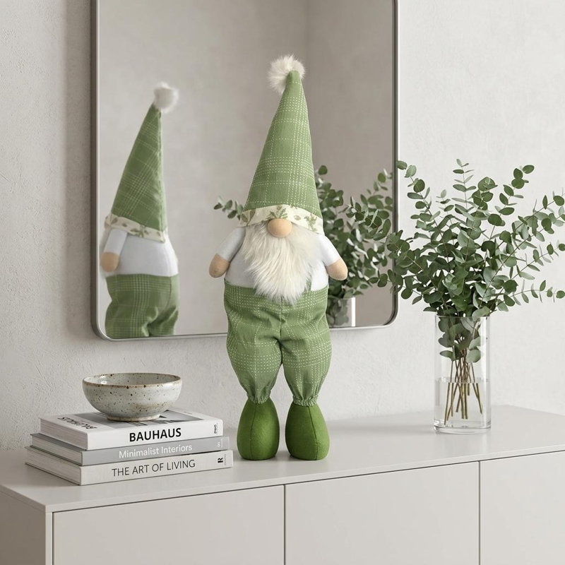 Sculpture de table 30 "en tissu vert et blanc
