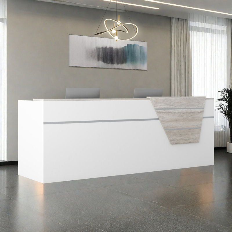78.74-Inch Vintage Front Desk with Lockable Drawers, Perfect for Reception or Computer Use