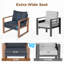 Ensemble de conversation d'extérieur en aluminium pour 7 personnes Arunas avec finition grain de bois et coussin résistant aux intempéries-131478909-131567894-131567895