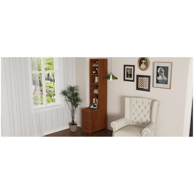 End Table With 3 Drawers, Corner Table With 4 Open Shelves, Tall Side Table For Bedroom And Corner