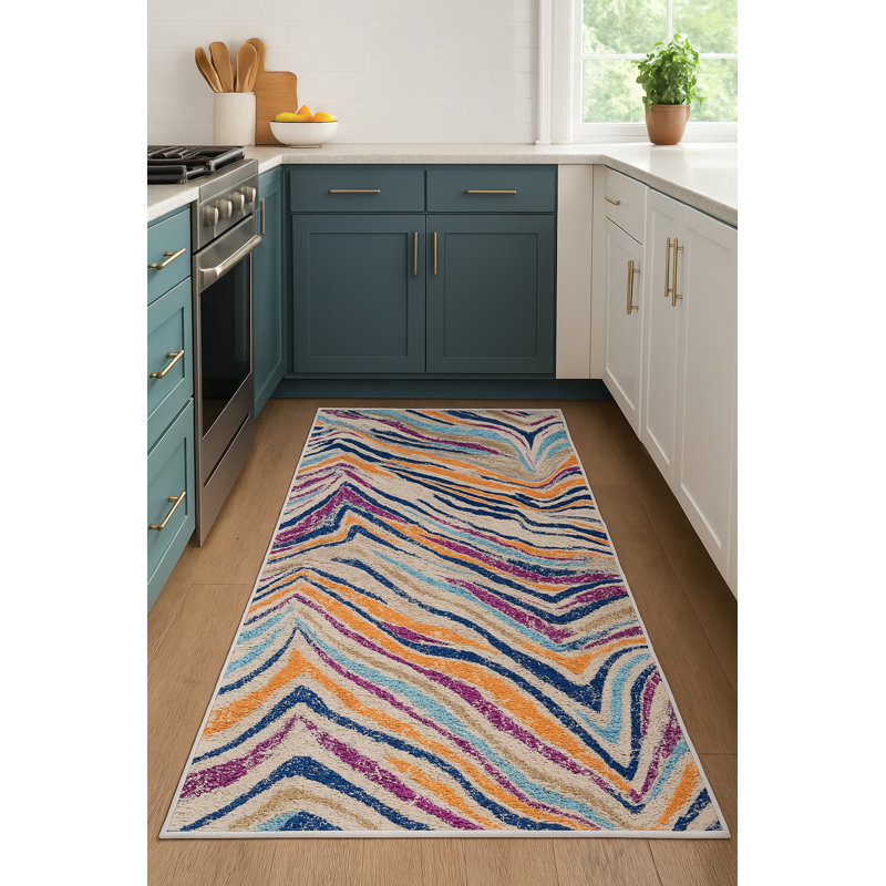 Kymiere Abstract Indoor Rug, Runner 2'3" x 8'