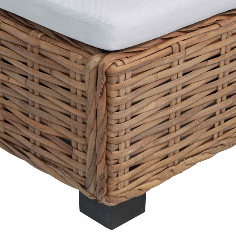 Outdoor Ottoman, White Cushion/Natural Frame