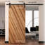 Ensemble de quincaillerie de porte de grange coulissante en acier massif noir 8 pi pour portes en bois simples