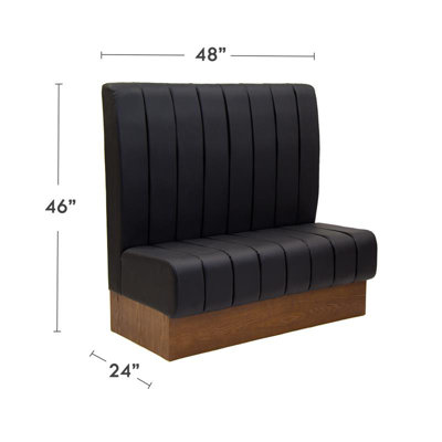 Veneer Wood Single Booths in Black. ..46"H, Vertical 8-Channel Back Upholstered Booth
