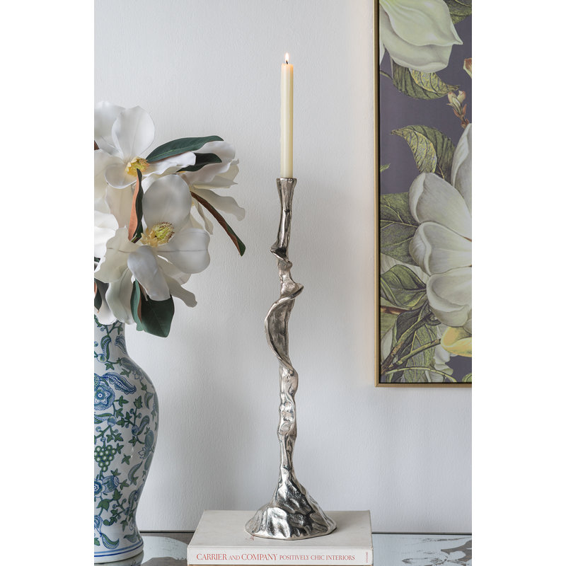 Grand chandelier conique en aluminium à branches d'arbre de 4,5 po de diamètre x 21,5 po argent / or