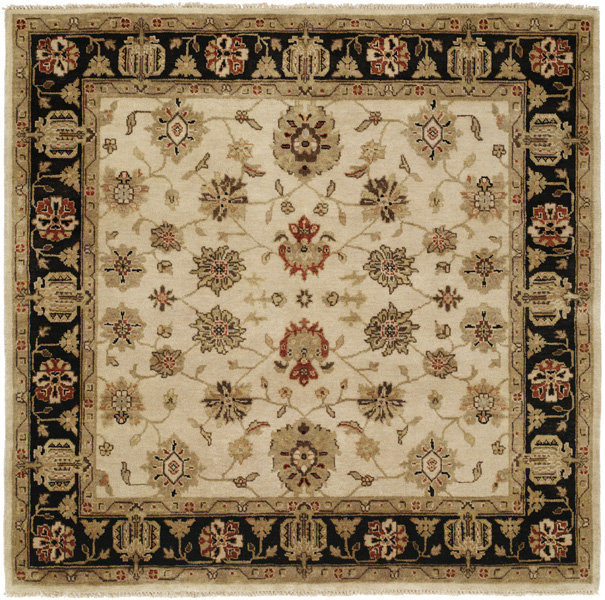 Wool Floral Area Rug, Square 6'