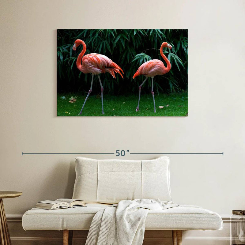 Deux flamants roses, H 26 po x l 39 po