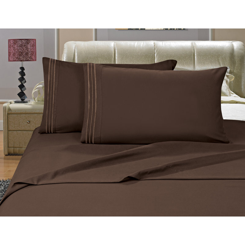  1500 Thread Count Microfiber Sheet Set, Brown, Split King