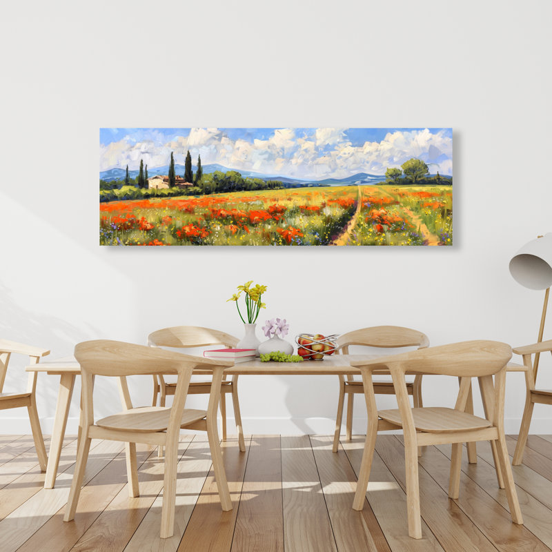 «Field line», toile jaune pour décoration intérieure - art mural vibrant