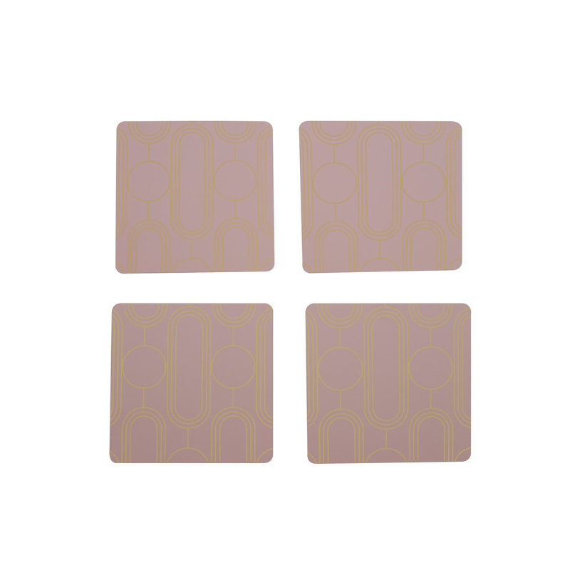 Square 4 Piece Coaster Set, Pink
