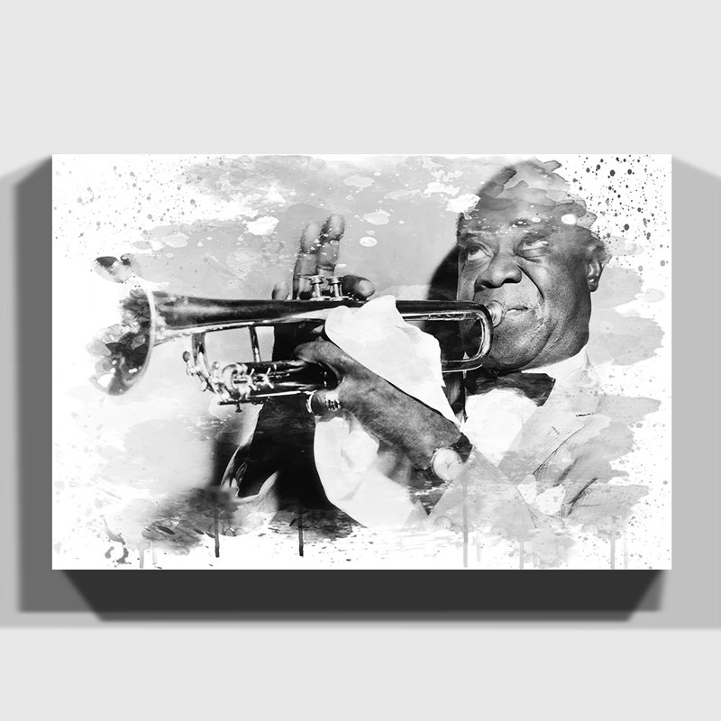 Louis Armstrong - Wall Art, 40cm H x 60cm W, Wrapped Canvas