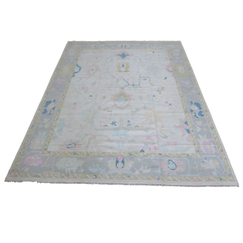 Tapis oriental moderne Oushak noué à la main 11 pi 11 po x 15 pi 3 po 618384B2A35C48998DA0227CD74F7756