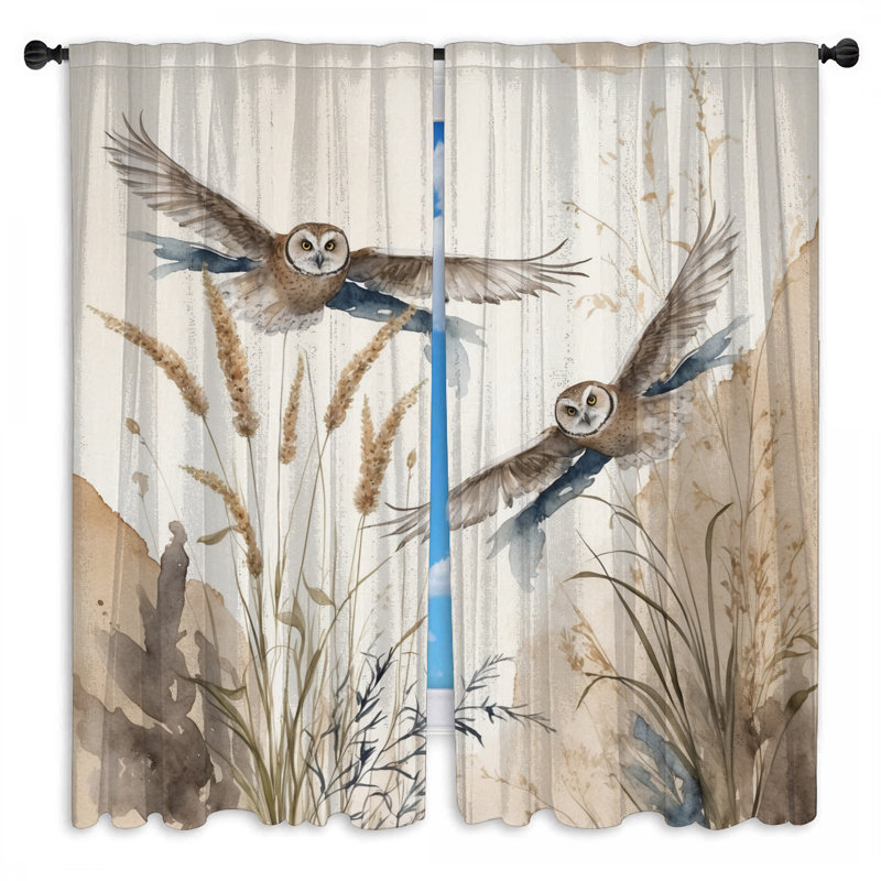 Rideaux de fenêtre Owls In Flight - 2 panneaux, 20 po x 60 po - 2 panneaux, Obscurcissement de chambre