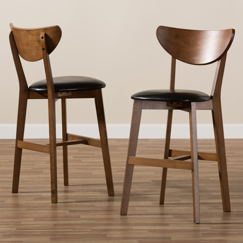 Upholstered Faux Leather Counter Stool with Solid Wood Frame, Counter Stool (24" Seat Height)