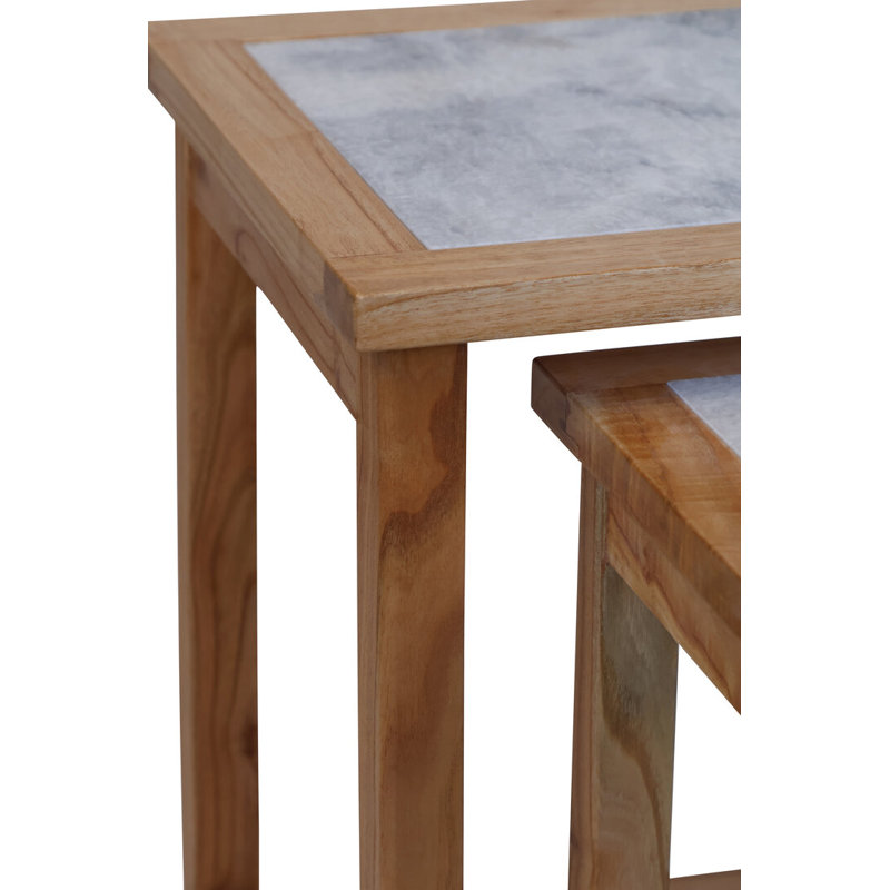 Side Table Set, Natural Wood