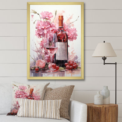 Serenity Pastel Pink Wine Blooms - Art mural vin
